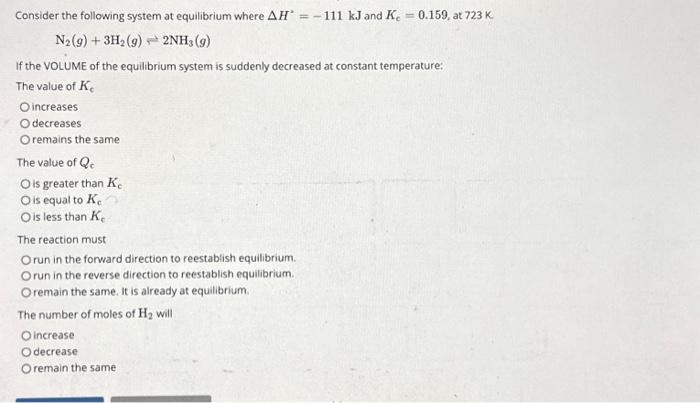 Solved Consider The Following System At Equilibrium Where | Chegg.com