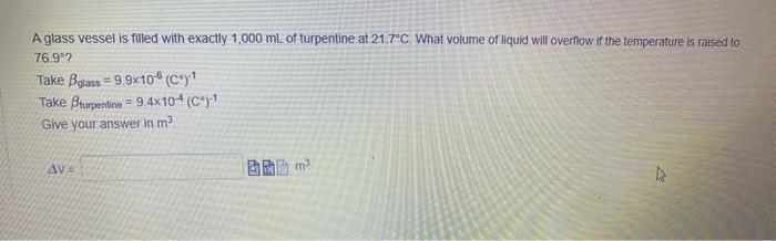 Solved A glass vessel is filled with exactly 1,000 mL of | Chegg.com