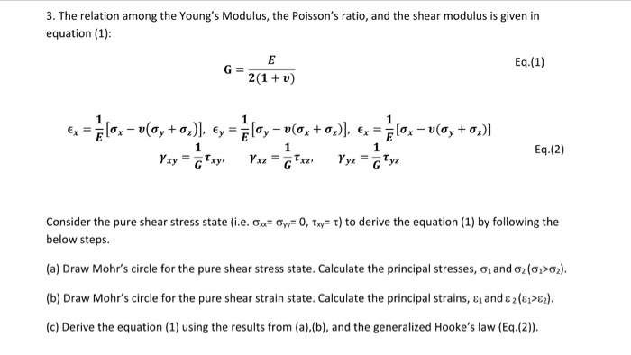 Solved 3 The Relation Among The Young S Modulus The Poi Chegg Com