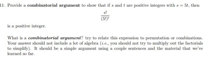 Solved Provide A Combinatorial Argument To Show That If S | Chegg.com