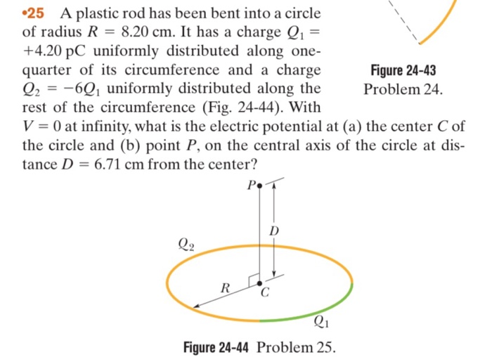 Solved •25 A plastic rod has been bent into a circle of