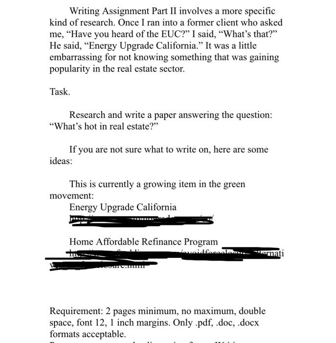 Solved Writing Assignment Part II involves a more specific | Chegg.com