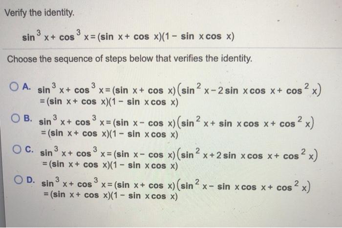 Solved Establish The Identity Cosu Secu Tan U 1 Sin Chegg Com