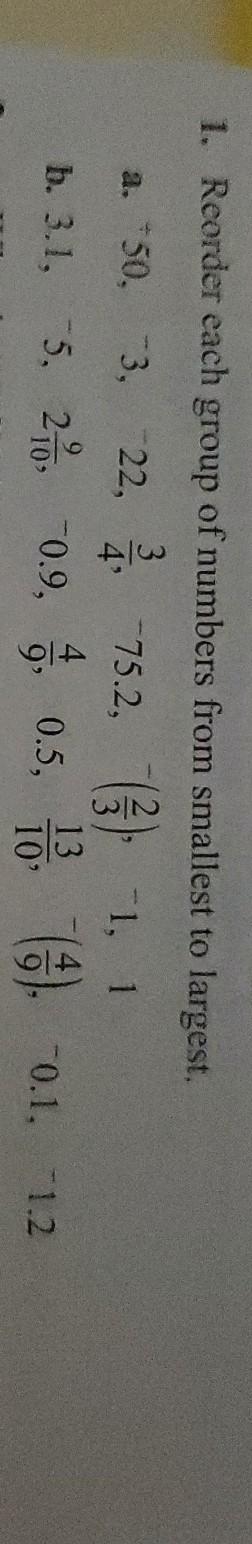 Solved 1b. Order the number from smallest to largest and | Chegg.com