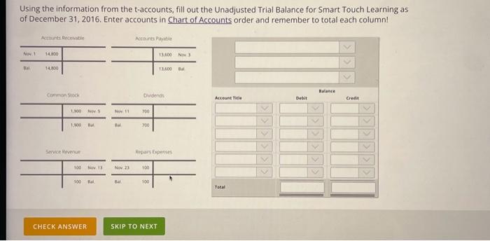 Solved ]+⋯+⋯1Using the information from the t-accounts, fill | Chegg.com
