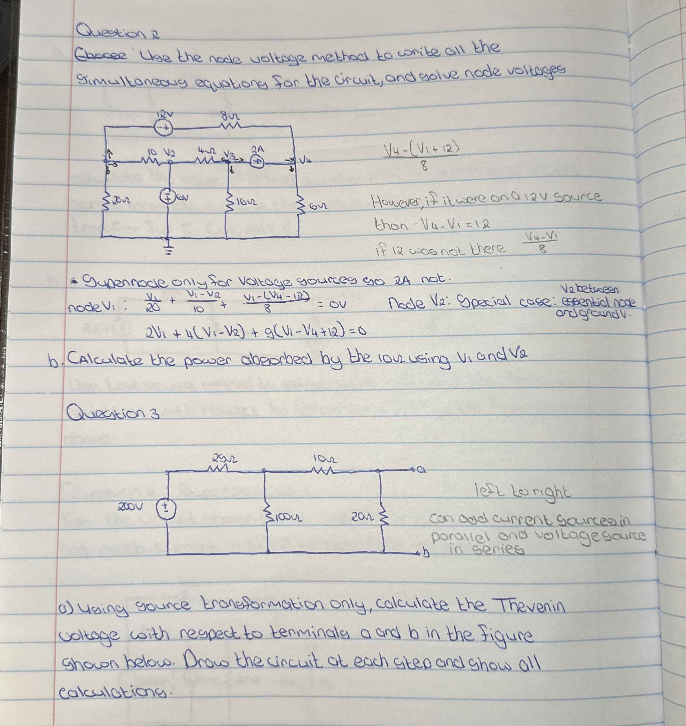 Solved Question 2Use the node voltage method to write all | Chegg.com