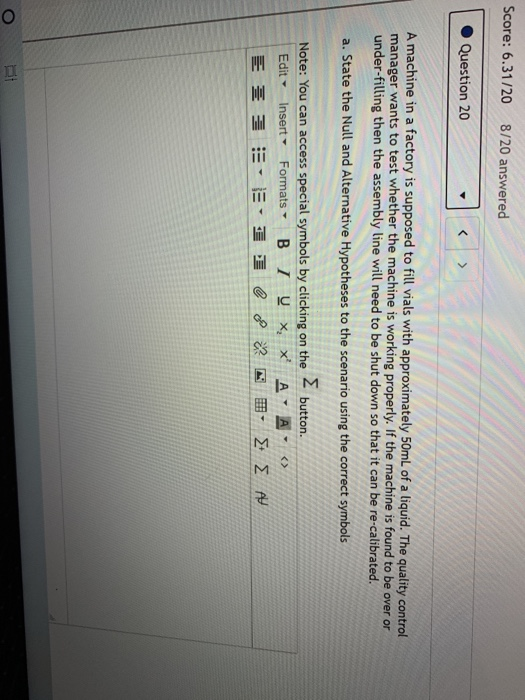 Solved Score: 6.31/20 8/20 answered Question 20 > A machine | Chegg.com