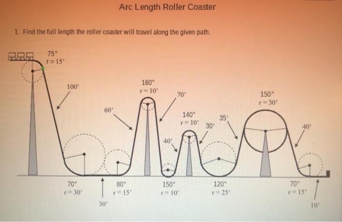 Solved Arc Length Roller Coaster 1. Find the full length the