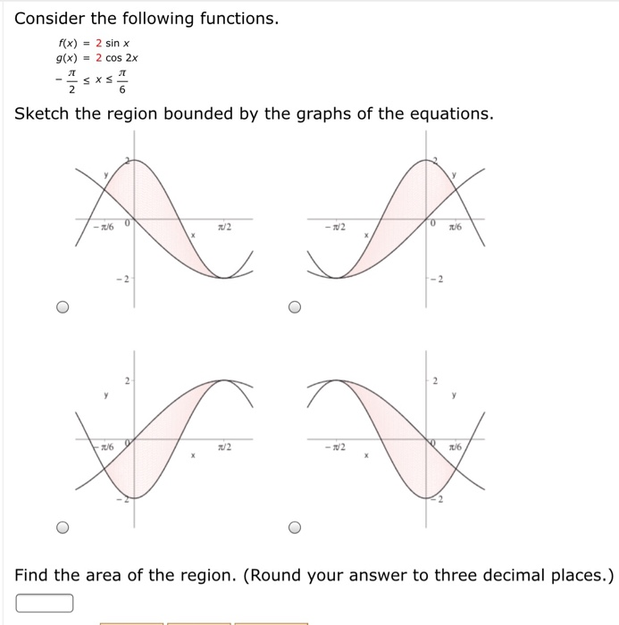 Solved Consider the following functions. f(x) = 2 sin x g(x) | Chegg.com