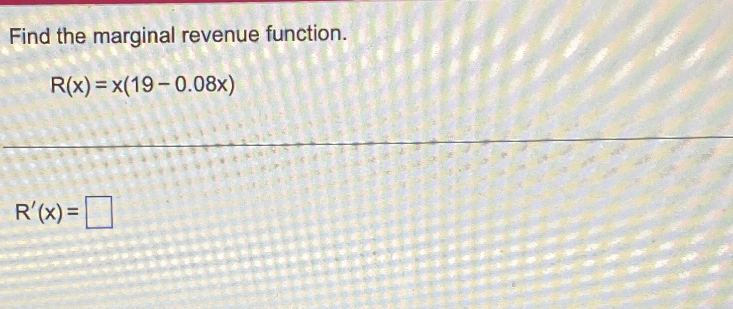 Solved Find the marginal revenue | Chegg.com