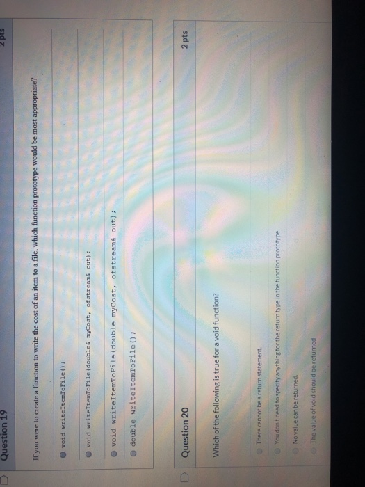 Solved D Question 19 2 pts If you were to create a function | Chegg.com