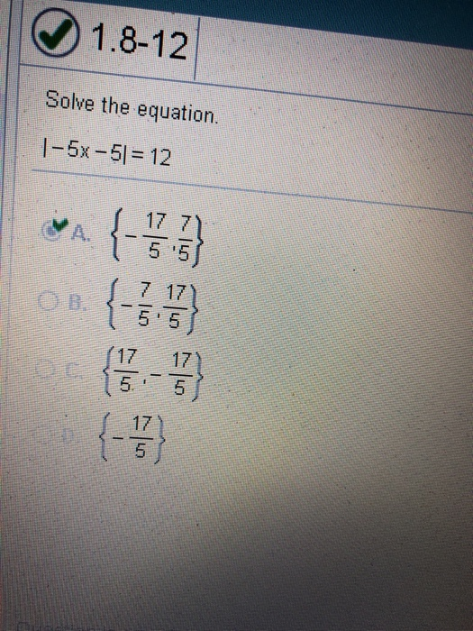 Solved 1 8 12 Solve The Equation 1 5x 51 12 Chegg Solved 1 8 12 Solve The Equation 1 5x 51 12 Chegg