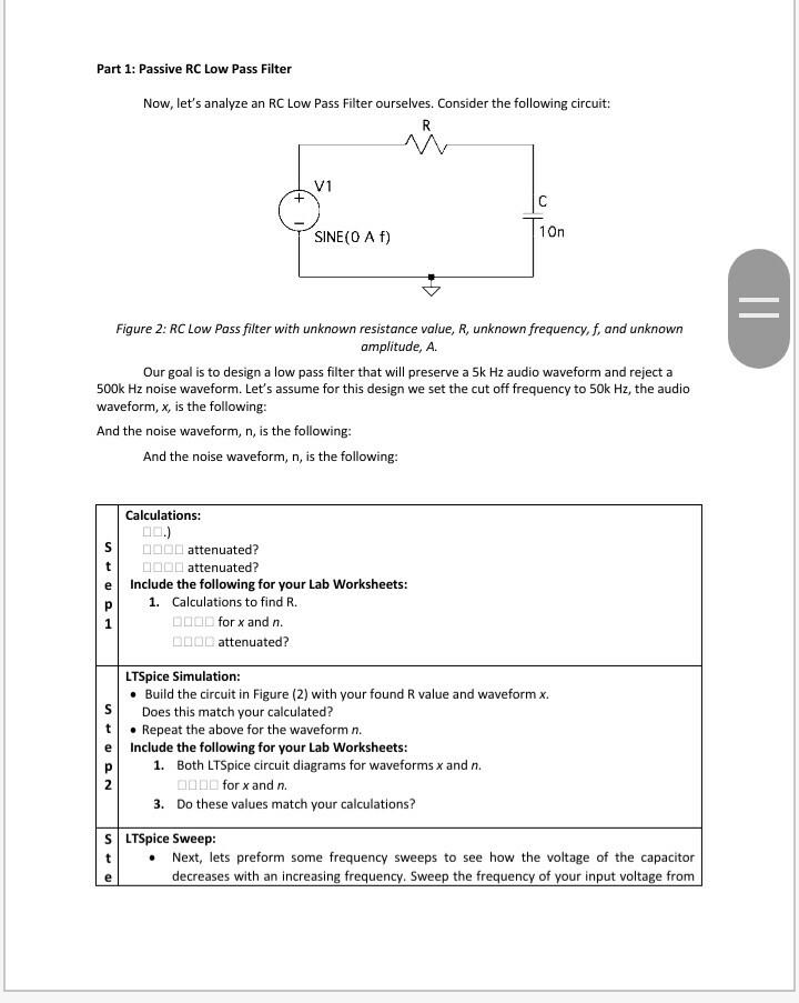 Solved Part 1: Passive RC Low Pass Filter Now, let's analyze | Chegg.com