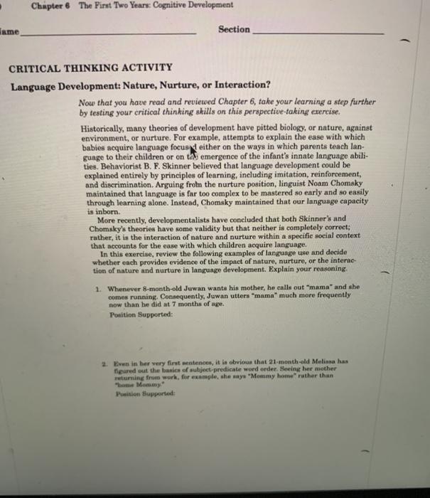 Solved Chapter 6 The First Two Years Cognitive Development