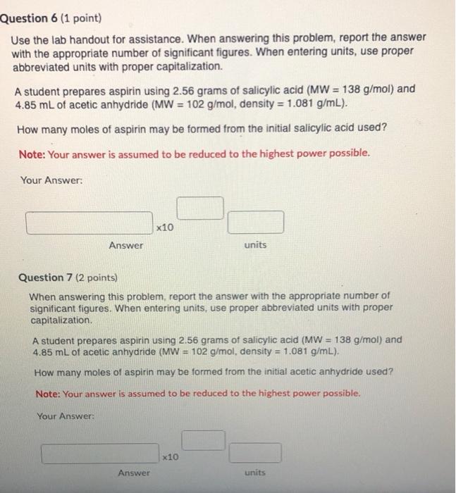 Solved Question 6 (1 point) Use the lab handout for | Chegg.com