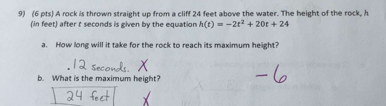Solved (6 ﻿pts) ﻿A rock is thrown straight up from a cliff | Chegg.com
