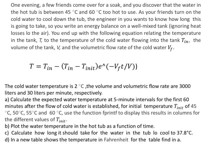 Solved One evening, a few friends come over for a soak, and