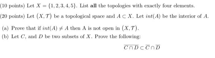 Solved (10 points) Let X = {1, 2, 3, 4, 5). List all the | Chegg.com