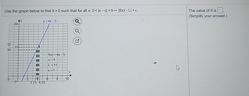 Solved Use the graph below to find 8 >0 such that for all x, | Chegg.com