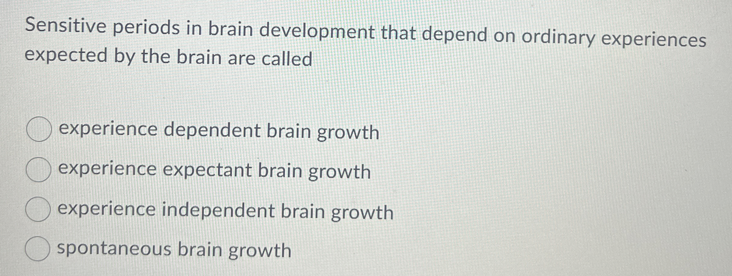 Solved Sensitive periods in brain development that depend on | Chegg.com