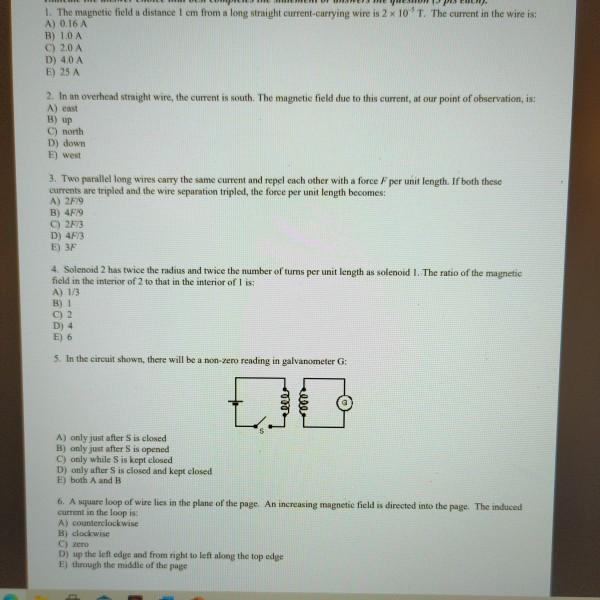 Solved 1. The magnetic field a distance I em from a long | Chegg.com