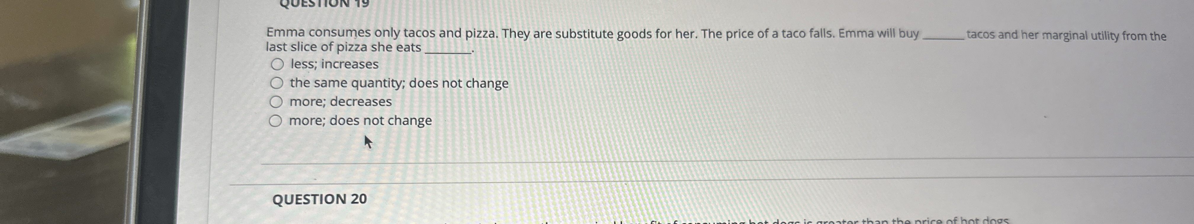 Solved Emma Consumes Only Tacos And Pizza. They Are 