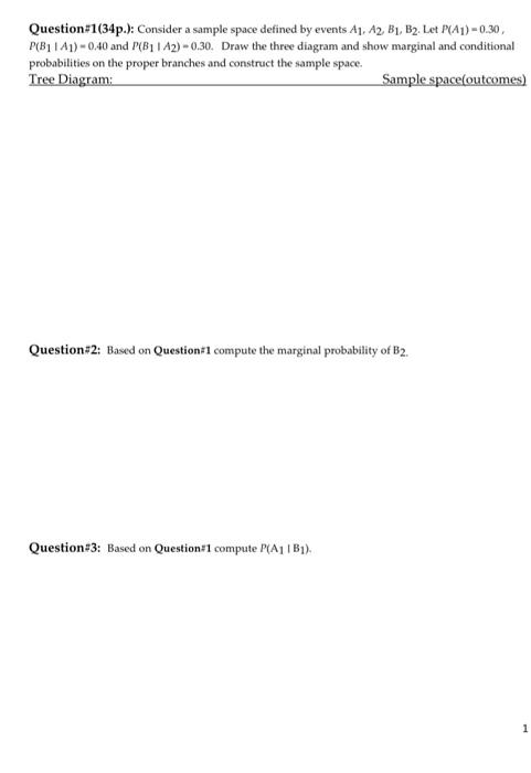 Solved Question#1(34p.): Consider a sample space defined by | Chegg.com