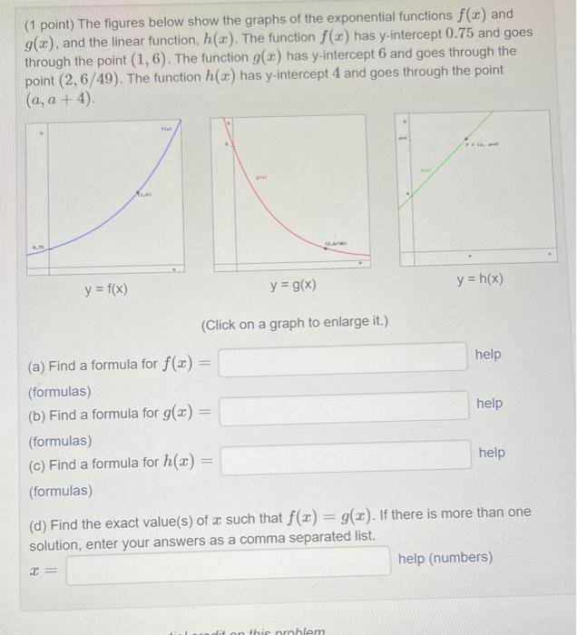 Solved (1 point) The figures below show the graphs of the | Chegg.com