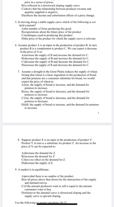 Solved Price In A Series Of Prices. B)is Reflected In A | Chegg.com