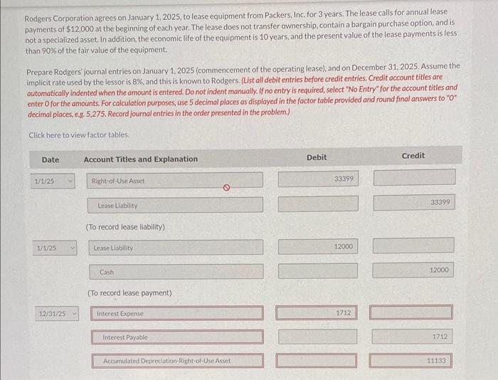 Solved Rodgers Corporation agrees on January 1, 2025, to