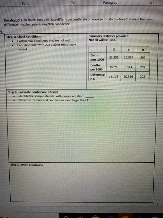 Solved Paragraph Question 2 How much does birth rate differ