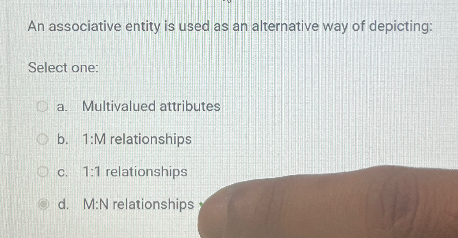 Solved An associative entity is used as an alternative way | Chegg.com