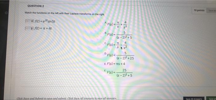 Solved QUESTION 2 10 points Match the functions on the left | Chegg.com
