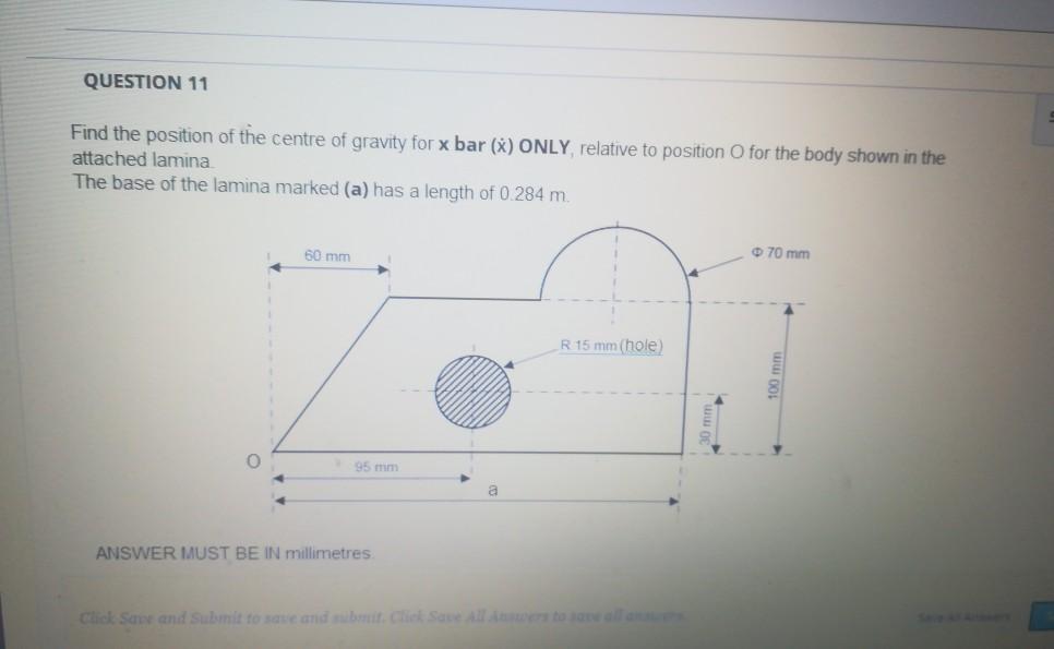 Solved QUESTION 11 Find the position of the centre of | Chegg.com