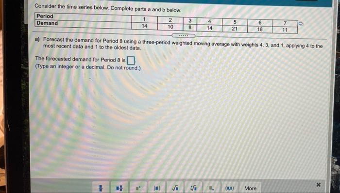 Solved Consider the time series below. Complete parts a and | Chegg.com