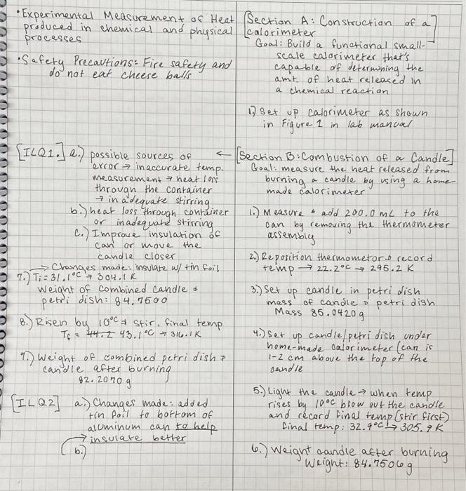 - Experimental Measurement of Heat [ Section A: | Chegg.com