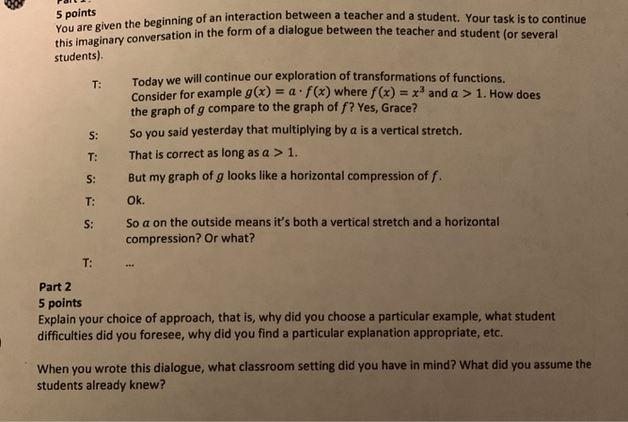 Solved 5 points You are given the beginning of an Chegg