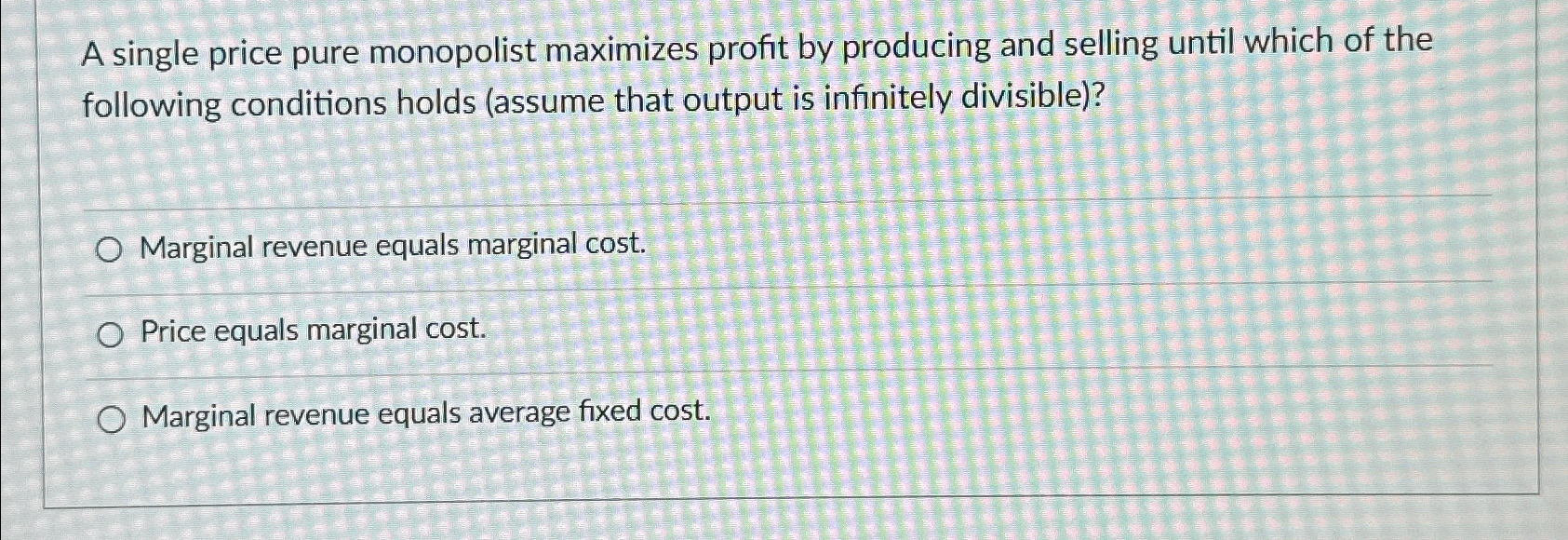 Solved A single price pure monopolist maximizes profit by | Chegg.com