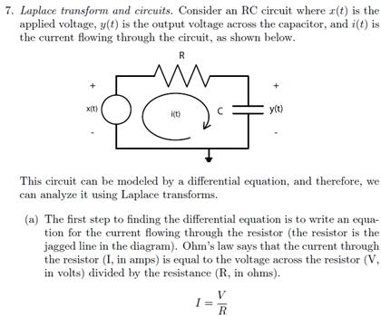 Solved Consider An Rc Circuit Where X T Is The Applied V Chegg Com