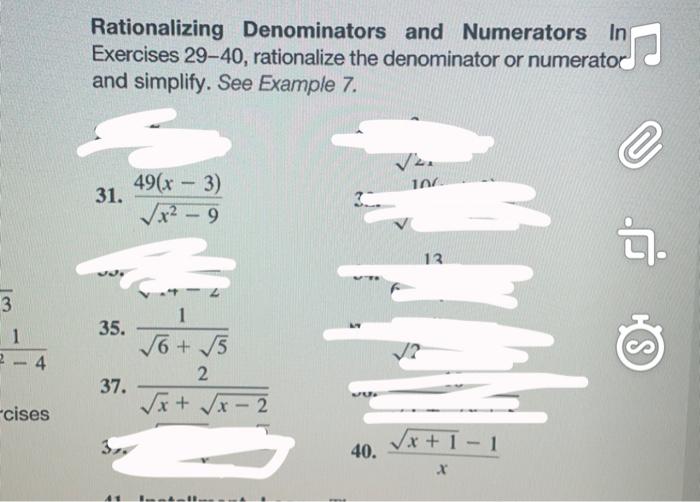 Solved Rationalizing Denominators and Numerators In | Chegg.com