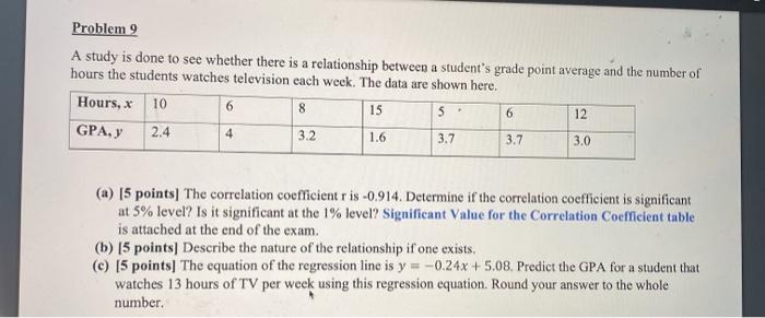 Solved Problem 9 A study is done to see whether there is a | Chegg.com