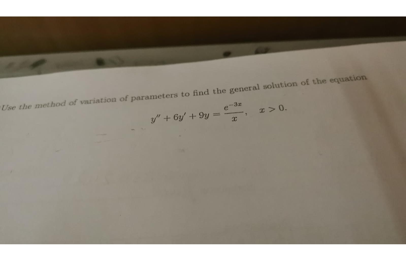 Solved Use the method of variation of parameters to find the | Chegg.com