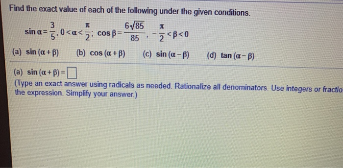 Solved T 1 Find the exact value of each of the following | Chegg.com ...
