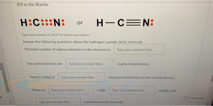 Solved Fill In The Blanks H C N Or H Cen Type Your An Chegg Com