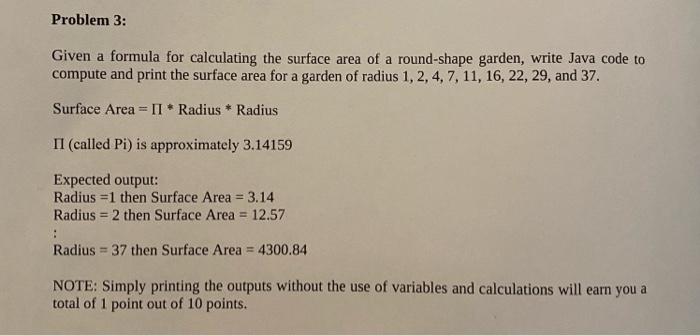 Solved Problem 3: Given a formula for calculating the | Chegg.com
