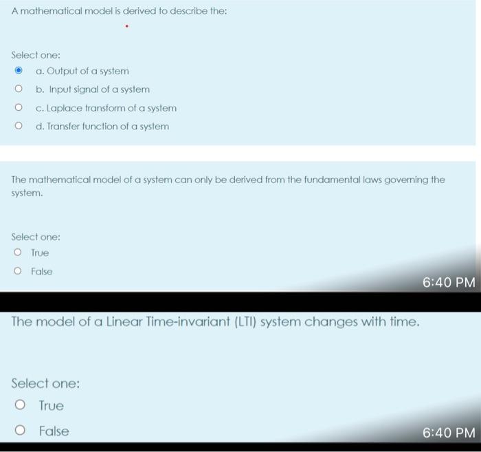 Solved A mathematical model is derived to describe the: | Chegg.com