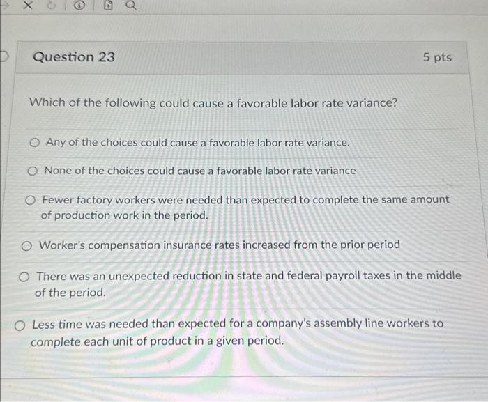 Solved Which of the following could cause a favorable labor | Chegg.com