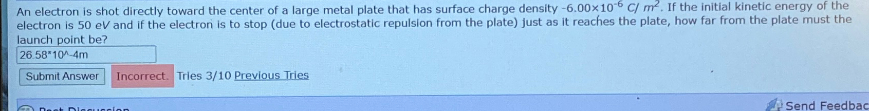 Solved An electron is shot directly toward the center of a | Chegg.com