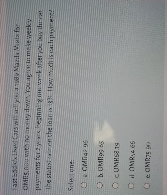 Solved Fast Eddie's Used Cars will sell you a 1989 Mazda