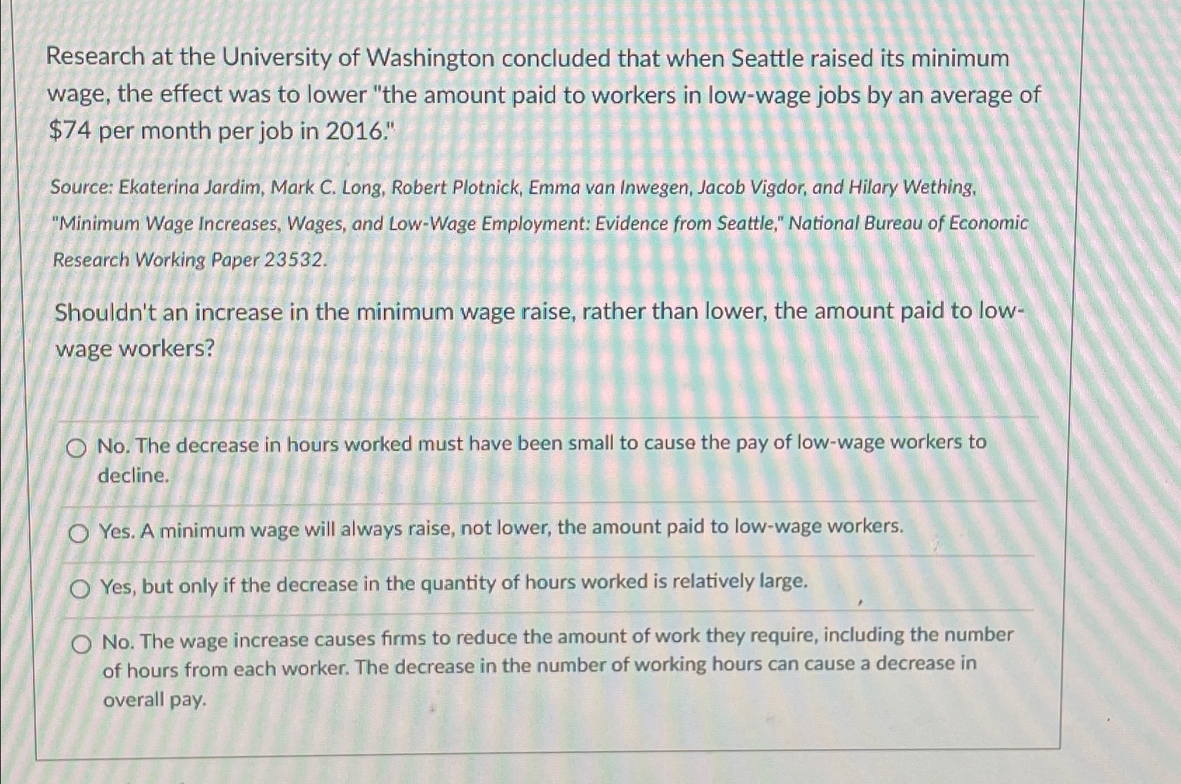 Solved Research at the University of Washington concluded | Chegg.com